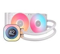 CORSAIR iCUE Link Titan 240 RX LCD Refroidisseur Liquide pour CPU - Chambre de Refroidissement FlowDrive - Intel LGA 1851/1700, AMD AM5/AM4 - 2X RX120 RGB Ventilateurs - iCUE Link Hub Inclus - Blanc