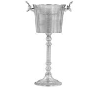 Refroidisseur à champagne en aluminium argenté - 39 x 29 x 71 cm - Avec poignées de renne - Refroidisseur de bouteille poli pour vin, champagne, fête, terrasse, jardin, décoration élégante