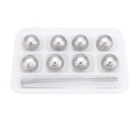 Refroidisseur à Vin, Sphères de Glace en Acier Inoxydable pour Refroidir le Vin, le Whisky, les Boissons, les Roches avec Pince(Ballon rond)