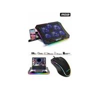 Refroidisseur Air Stream Spirit of gamer PC PORTABLE 17" 6 ventilateurs AIRBLADE 1200RGB + Support Smartphone + Souris GAMER RGB 480