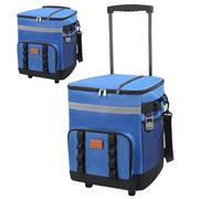 Refroidisseur avec roues et poignée 35 L grand sac de refroidisseur à roulement pliable avec un sac isolé de fermeture à fermeture éclair multipaniste imperméable pour la plage pique-nique ext