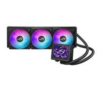 ROG Ryujin III 360 ARGB Extreme AIO cooler with Asetek Gen8 V2 pump; thickened magnetic fans for high airflow and static pressure with noise optimization; 3.5" LCD for hardware monitoring