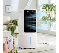 Refroidisseur d'air 12 L pour la Maison, Refroidisseur par évaporation Portable Silencieux, télécommande, minuterie 7,5 h, 2 boîtes de Cristaux de Glace, Blanc