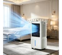 Refroidisseur d'air évaporatif 3-en-1 avec télécommande, refroidisseur portable 25L avec 2 blocs de glace, 3 vitesses, 3 modes de vent et minuterie 12H pour maison bureau