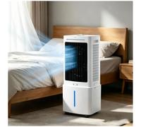 Refroidisseur D'Air éVaporatif Portable, RéServoir De 25L, Refroidisseur De Marais 3 Vitesses avec TéLéCommande, Distance De Flux D'Air 10 M, Minuterie 12h, pour Maison, Restaurant, Garage