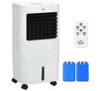 Ventilateur rafraichisseur humidificateur 65W 3 en 1 - roulettes, télécommande - silencieux oscillant - réservoir 15L - blanc noir Blanc G