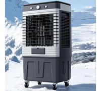 Refroidisseur d'air par évaporation avec 3 vitesses, oscillation à 120°, minuterie de 6 heures, affichage LED et blocs de glace pour bureau à domicile, humidificateur de 80 L - Ventilateur de