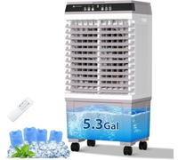 Refroidisseur d'air par évaporation de 1800 pi³/min avec réservoir d'eau de 40 l/4 glaciers/télécommande 3 vitesses, ventilateur de refroidissement portable avec minuterie de 12 h, oscillation à 120°
