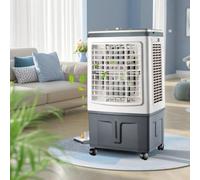 Refroidisseur d'air par évaporation de 30 L, ventilateur à haute vitesse de 3000 m³/h, coussinets de refroidissement en nid d'abeille à trois côtés, contrôle manuel à 3 vitesses, mobilité à 4 roues
