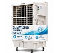 Refroidisseur d'air par évaporation industriel VONALA IC12000 - Refroidisseur d'air professionnel, réservoir de 70 L, débit d'air de 12 000 m³/h, couverture de 150 m², 440 W, industriel portable