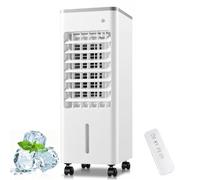 Refroidisseur d'air par évaporation portable 3 en 1 avec écran LED, 3 vitesses de ventilateur réglables et minuterie de 7,5 heures, ventilateur de refroidissement personnel de(White)