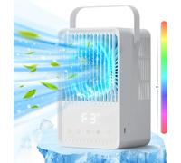 Refroidisseur d'air portable 4 en 1, mini refroidisseur d'air personnel avec minuterie, ventilateur de refroidissement, refroidisseur par évaporation silencieux for chambre à coucher, bureau à domicil