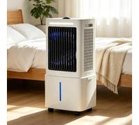 Refroidisseur d'air portable avec réservoir 25L, télécommande, 3 vitesses, écran digital, minuterie 12H, oscillation, roues et 6 blocs de glace - ventilateur rafraîchissant pour maison bureau