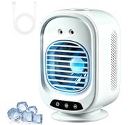 Refroidisseur d'Air Portable, Mini Climatiseur Mobile de Bureau avec 3 Vitesses, 2 Modes de Brumisation, Oscillation 150°, Minuterie 1-3h, Ventilateur Rechargeable pour Chambre, Bureau, Camping