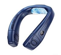 Refroidisseur d'air portable pour le cou - Ventilateur personnel - Refroidissement à 360 ° - Batterie 6000 mAh - 3 vitesses - Sports de plein air - Voyage - Refroidissement d'été - Bleu A