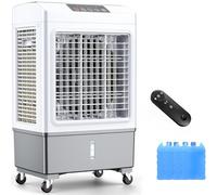 Refroidisseur d'air portable sans fenêtre, grand, refroidisseur par évaporation 3 en 1 avec télécommande, ventilateur sans tuyau, minuterie 7 heures, réservoir d'eau, 4 boîtes à glace pour