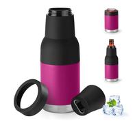 Refroidisseur de canettes pour bouteilles ordinaires de 12, 14, 16 g ou minces, refroidisseur de canette de bière isotherme à double paroi en acier inoxydable (double couvercle, violet rouge, 473,6 g)