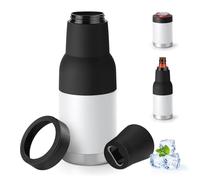Refroidisseur de canettes pour bouteilles ordinaires de 12, 14, 16 g ou minces, refroidisseur de canette de bière isotherme à double paroi en acier inoxydable (double couvercle, blanc, 473,6 g)