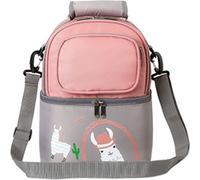 Refroidisseur de lait maternel Sac de transport imperméable souple double isolation Bouteille de lait Boîte à lunch Sac à dos rose gris