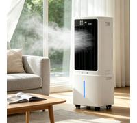 Refroidisseur de marais évaporatif avec réservoir 12L, climatiseur portable avec 3 vitesses, minuterie 12H, 2 blocs de glace, oscillation 120°, ventilateur pour garage usage commercial