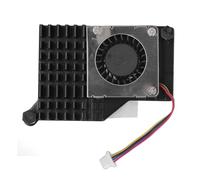 Refroidisseur de remplacement en alliage d'aluminium compatible avec les modèles Pi 5 4 Go et 8 Go, ventilateur de refroidissement à contrôle de vitesse PWM à température (Noire)