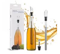 Refroidisseur de vin, 3 en 1 en acier inoxydable pour bouteille de vin, aérateur et bec verseur anti-goutte - Le meilleur cadeau d'accessoires de vin