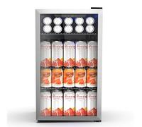 Refroidisseur de vin 37 bouteilles avec porte en verre réversible en acier inoxydable, refroidisseur de boissons de 145 canettes, compresseur silencieux pour la maison, la cuisine, le bar, 1,5 m³
