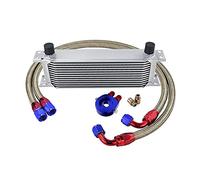 Refroidisseur d'huile Moteur AN10 Kit de refroidisseur d'huile universel 13 rangs + filtre à huile Adaptateur sandwich + acier sans stagnation tressée(SILVER 13ROWS 6721BR)