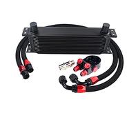 Refroidisseur d'huile Moteur AN10 Kit de refroidisseur d'huile universel 13 rangs + filtre à huile Adaptateur sandwich + acier sans stagnation tressée(BLACK 13ROWS 6746BK)