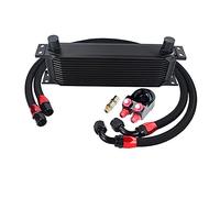 Refroidisseur d'huile Moteur AN10 Kit de refroidisseur d'huile universel 13 rangs + filtre à huile Adaptateur sandwich + acier sans stagnation tressée(BLACK 13ROWS 6723BK)