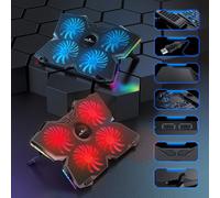 Offgridtec Refroidisseur pour Ordinateur Portable K25 Pro, Support ventilé avec 4 Ventilateurs Silencieux à 1100 TR/Min, 2 Ports USB, Hauteur réglable, Design Ergonomique pour Consoles de Jeu et