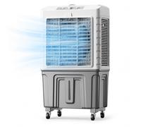Refroidisseur évaporatif mobile 150W double réservoir, 2 modèles 50L/55L 3 vitesses, rafraîchisseur sans tuyau, usage salon chambre bureau, refroidit 25 à 45 m² 50 * 37 * 95cm