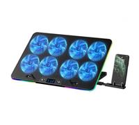 Refroidisseur PC Portable 8 Ventilateurs RGB, Support Réglable, USB, Refroidissement Efficace 12-17 Pouces, Accessoire Gaming Noir
