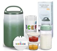 Refroidisseur Portable Lait Maternel 800ml, Refroidissement 360° 24h, Biberon 325ml sans BPA, 2 Récipients Bébé 120ml, Lavable Lave-Vaisselle, pour Bébé Adulte Voyage Travail, Vert