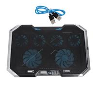 Refroidisseur pour Ordinateur Portable 18 Pouces, 6 Ventilateurs | Plastique et Fer, Réglage sur 7 Niveaux, Double Port Usb, Écran Led, Lumière Rgb Noire