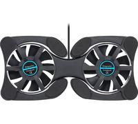Refroidisseur pour ordinateur portable, pliable, mini, portable, étagère réfrigérante USB avec deux ventilateurs, convient pour les ordinateurs portables de 7 à 15 pouces, noir