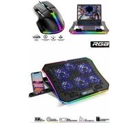 Refroidisseur Air Stream Spirit of gamer PC PORTABLE 17" 6 ventilateurs AIRBLADE 1200RGB + Support Smartphone intégré + Souris GAMER