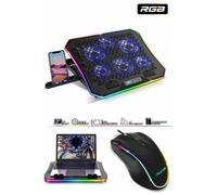 Refroidisseur Air Stream Spirit of gamer PC PORTABLE 17" 6 ventilateurs AIRBLADE 1200RGB + Support Smartphone + Souris GAMER RGB 480
