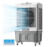 Refroidisseurs de Marais Portables 3 en 1, Refroidisseur D'air par Évaporation avec 3 Vitesses, Ventilateur de Climatiseur Industriel avec Oscillation à 120°, 4 Blocs de Glace, Réservoir de 55 L(88x50