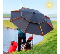 Refue Parasol Anti-UV - Parasol de Plage - Inclinable - Réglable - Camping - la randonnée - Piscine - Parapluie de Pêche Pliable Noir (Size : 220CM/7.2ft)