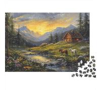 Refuge de Montagne au Coucher du Soleil 1000pcs (75x50cm) Puzzles Adaptés Aux Adultes Et Aux Personnes Âgées De 14 Ans Et Plus