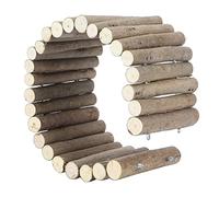 Refuge en bois pour hamster avec échelle et pont, jouet naturel à ronger pour hamsters, rats, souris, cochons d’Inde ; tunnel de clôture en bois flexible pour enclos de petits (50CM de base)