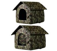Refuge pour chats - Pour dormir, lit pliant pour chats Oxford en plein air, abris pliants pour animaux de compagnie - Résistant aux intempéries - Rideau coupe-vent pour lits dans la grotte pour dormir