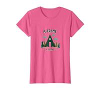 Refuge Rustique en Montagne T-Shirt, Femme, Rose Chiné, M