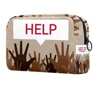 Refugees Need Help Trousse de maquillage pour femme, trousse de toilette de voyage, grande pochette de maquillage pratique avec fermeture éclair, multicolore, 18.5x7.5x13cm/7.3x3x5.1in, Trousse de