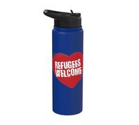 Refugees Welcome I réfugié fuite aide aux réfugiés Stainless Steel Insulated Water Bottle