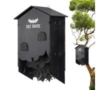 Refuges à Chauves-Souris pour Extérieur - Habitat en Bois pour Chauves-Souris - Cabane Murale Trois Chambres Refuge - Décorations Halloween Arbre Cour