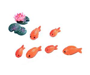 REFURBISHHOUSE 8pc / lot Figurines Miniatures de Poisson Rouge Animaux de Jardin Mini de fee decoratifs Ornements de Micro-Paysage de Mousse Jouet de Bebe en resine