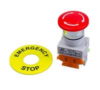 REFURBISHHOUSE AC 660V 10A Bouton-poussoir pour l'arret d'urgence 1NO 1NC DPST Capuchon champignon rouge