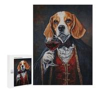 Regal Beagle with Red Wine Glass - Jeu D’Assemblage en Bois, 500 PCS, Cadeau pour Les Fêtes De Fin D’année - pour Les Passionnés Qui Aiment Les Détails